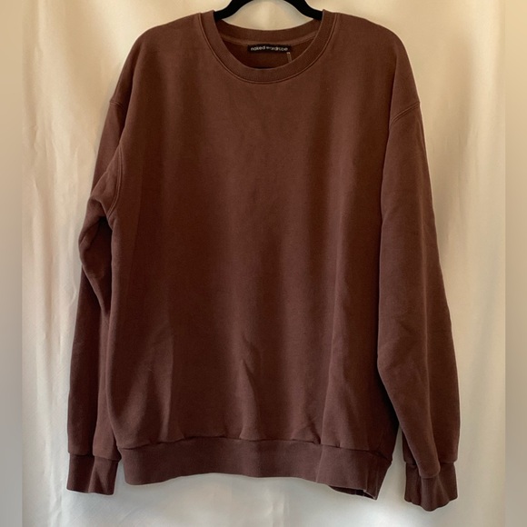 Dark Chocolate Brown Oversized Crewneck Sweatshirt Unisex Large Normcore Skater - Picture 1 of 12